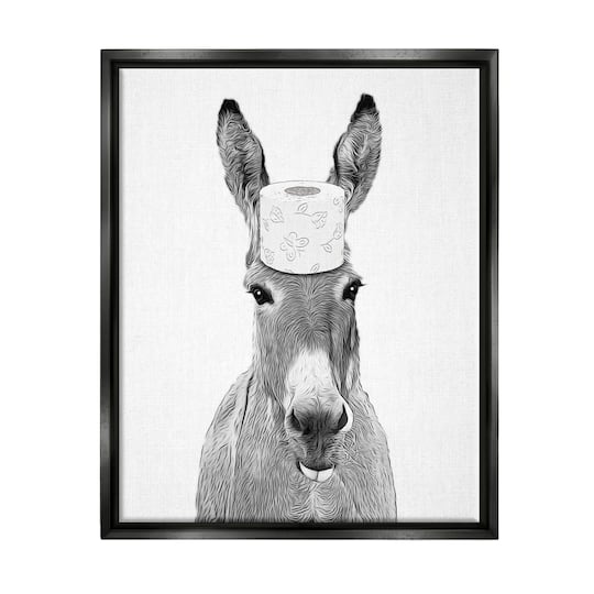 Stupell Industries Donkey Toilet Paper Funny Bathroom Floater Framed Art